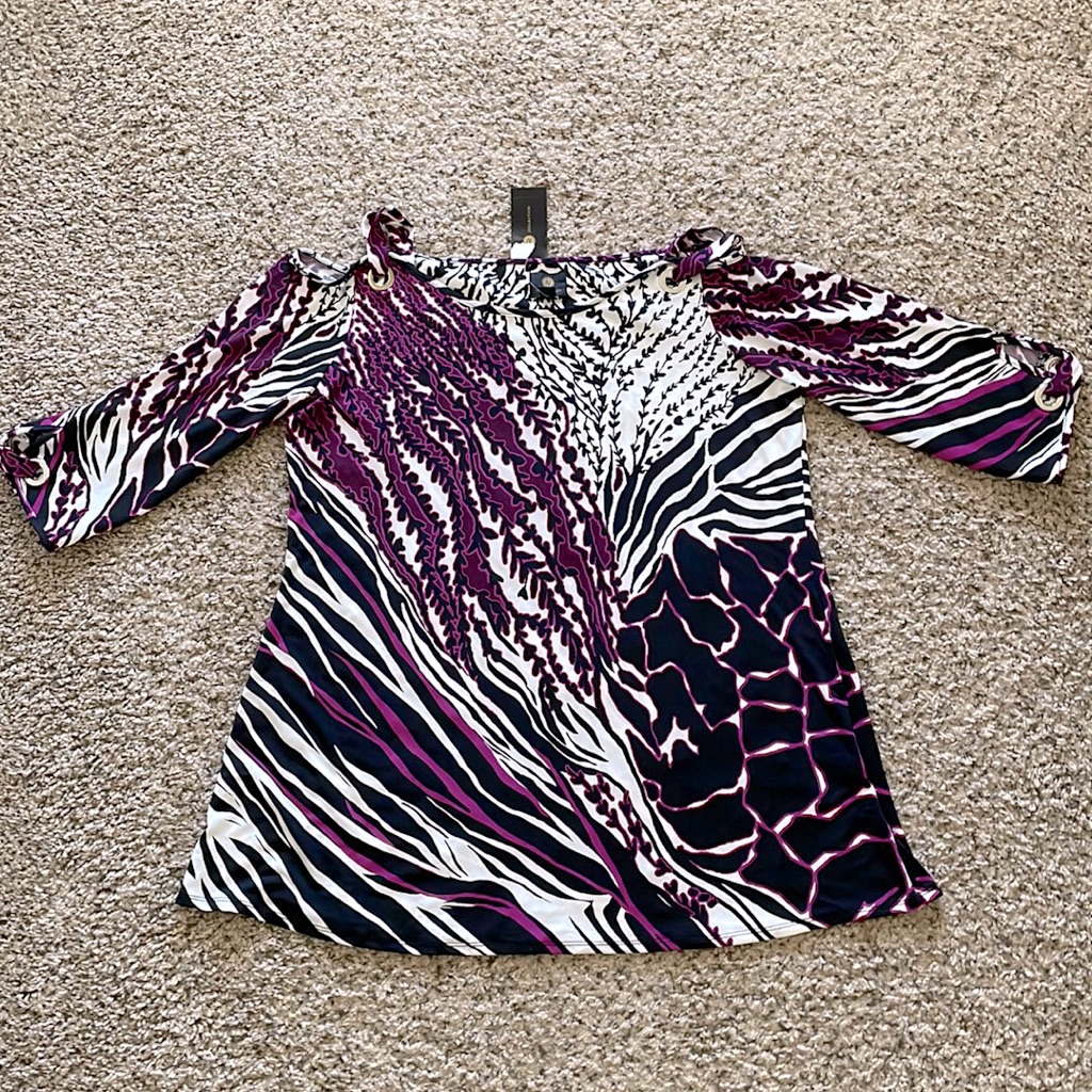 Cold Shoulder Multi-Animal Print Top By Jm Collection Sz Xl
